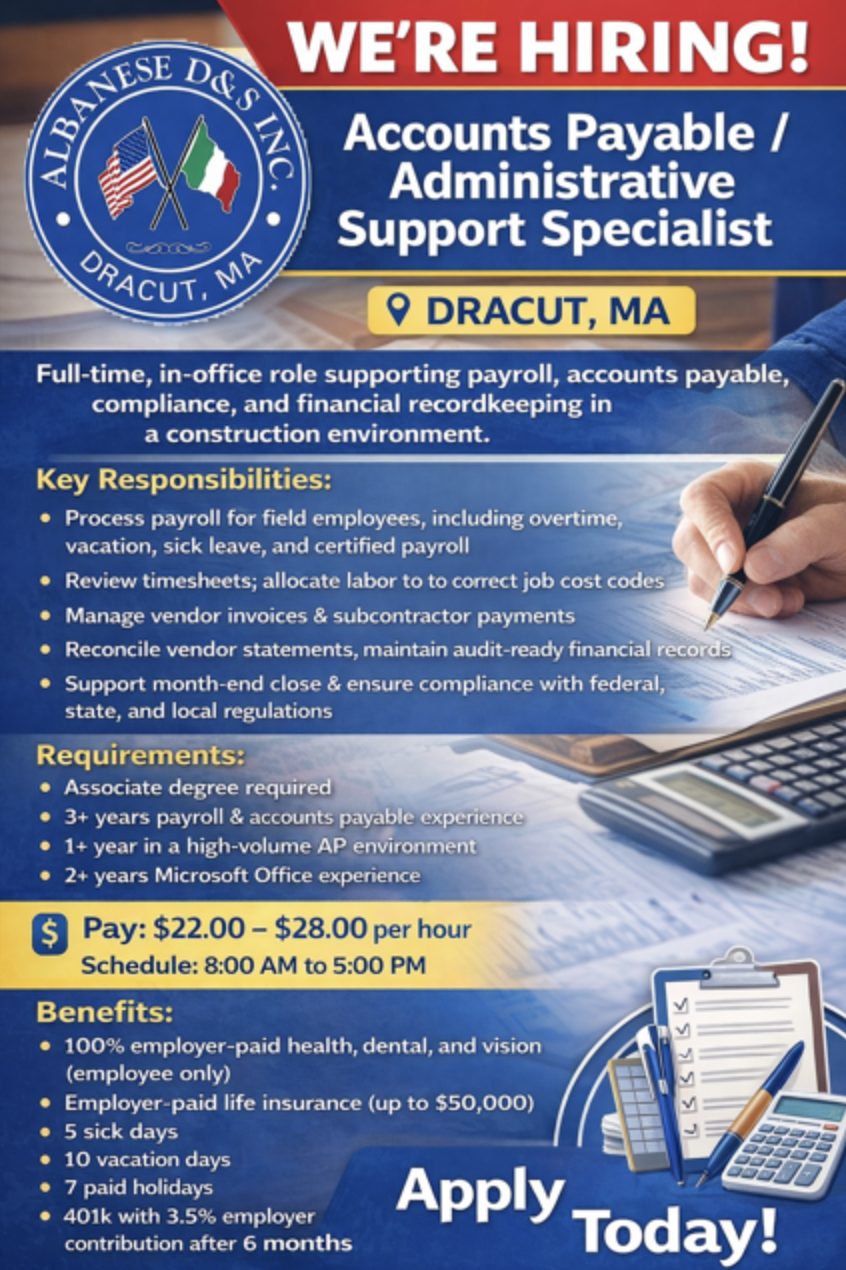 hiring accounts payable/administrative support specialist